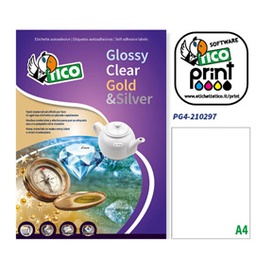 [63222] Etichetta adesiva PG4 bianca lucida 100fg A4 210x297mm (1et/fg Tico