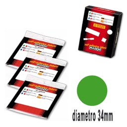 [36618] Etichetta adesiva verde tonda D34mm (10fogli x 12etichette) Markin