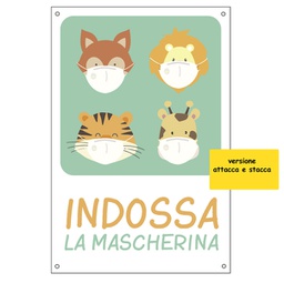 [90802] Etichetta autoadesiva 20x30cm ''Indossa la mascherina'' per bambini
