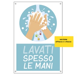[90806] Etichetta autoadesiva 20x30cm ''Lavati spesso le mani'' per bambini