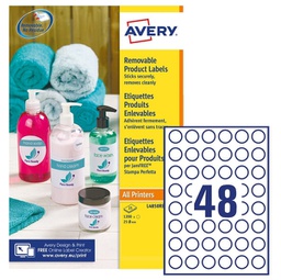 [91778] Etichette adesive rotonde rimovibili D25mm (48et/fg 25fg laser/inkjet Avery