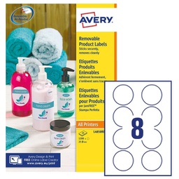 [91779] Etichette adesive rotonde rimovibili D63,5mm (8et/fg 25fg laser/inkjet Avery