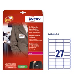 [48969] Etichette badge in seta acetata 63,5x29,6mm (27et/fg 25fg - laser Avery