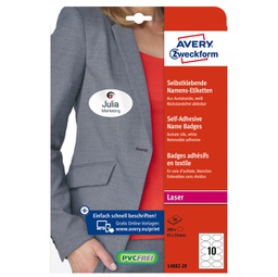 [91783] Etichette badge per tessuti ovale 85x50mm (10et/fg) 20fg - laser Avery