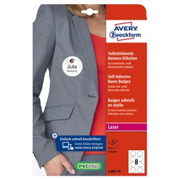 [91782] Etichette badge per tessuti rotonde D65mm (8et/fg) 20fg - laser Avery