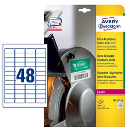 [96941] Etichette bianche in polietilene 45,7x21,2mm, laser, 10fg Avery