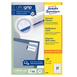 [95828] Etichette bianche Laser/Inkjet/Copiatrici 70x32 100 ff Avery