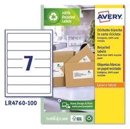 [90222] Etichette carta riciclata bianca per raccoglitori 38x192mm 7et/fg -Laser- Avery