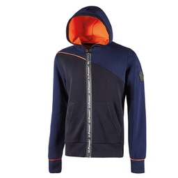 [94213] Felpa con cappuccio Jupiter taglia L blu arancione U-Power