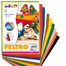 [79478] Feltro colorato 21x30cm colori assortiti Conf.10 fogli DECO