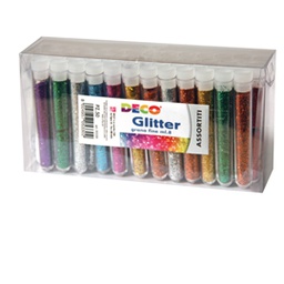 [82417] Glitter 50 flaconi grana fine 12ml colori assortiti DECO