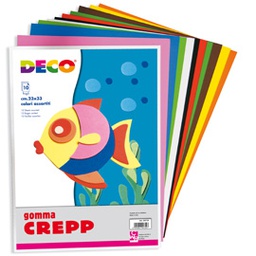 [79477] GOMMA CREPP CONF. DA 10 FOGLI 20X30CM IN COLORI ASSORTITI DECO
