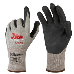 [97544] Guanti di protezione CUT taglia 09 grigio nero c/polsino marrone U-Power