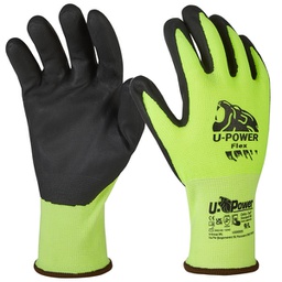 [97553] Guanti di protezione FLEX taglia 09 verde fluo nero c/polsino marrone U-Power