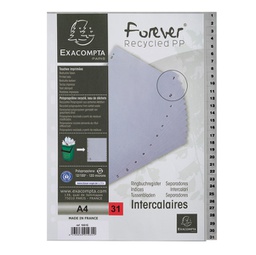 [94274] Intercalare numerico in PP riciclato 31 tasti 1-31 grigio A4 Exacompta