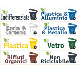 [89622] Kit 16 etichette 12x4,5cm per raccolta differenziata Tico