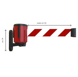 [94341] Kit Testina Rondo Tensa nastro estensibile 10m rosso bianco con fissaggio muro