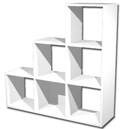 [74429] LIBRERIA 6 CASELLE a SCALARE 104x29,2cm-H103,9cm BIANCO - RAINBOW