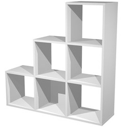 [74431] LIBRERIA 6 CASELLE a SCALARE 104x29,2cm-H103,9cm GRIGIO ALLUMINIO - RAINBOW