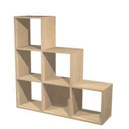 [82838] LIBRERIA 6 CASELLE a SCALARE 104x29,2cm-H103,9cm Rovere - RAINBOW