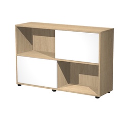 [89574] Libreria bassa a 2 ripiani ante scorr. 120X35cm H79cm ROVERE/BIANCO - Tetris