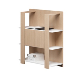 [86666] Libreria bassa a 3 ripiani 100X38,6cm H124cm BIANCO/ROVERE - Concept