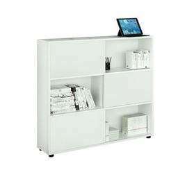 [86672] Libreria bassa a 3 ripiani ante scorr. 120X35cm H116cm BIANCO/BIANCO - Tetris