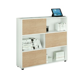 [86671] Libreria bassa a 3 ripiani ante scorr. 120X35cm H116cm BIANCO/ROVERE - Tetris
