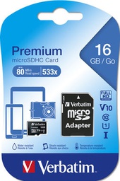 [VERB44082] MICRO SD CARD 16GB HC CLASSE 10 FINO A 45MB/S