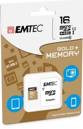 [EMTSD16GHC10GP] MICRO SDHC EMTEC 16GB CLASS 10 GOLD PLUS CON ADATTATORE