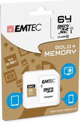 [EMTM64GXC10GP] MICRO SDXC EMTEC 64GB CLASS 10 GOLD + CON ADATTATORE