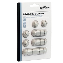 [88876] Mix di 7 Clip fermacavi adesivi - grigio - Cavoline Clip Mix Durable
