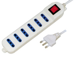 [60669] MULTIPRESA 6 POSTI BIVALENTE 2P+T CAVO 1.5MT MELCHIONI