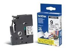 [BROTZE121] NASTRO BROTHER TZe121 9MMx8MT NERO/TRASPARENTE