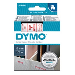 [27863] NASTRO DYMO TIPO D1 (12MMX7M) ROSSO/BIANCO 450150