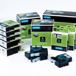 [27882] NASTRO DYMO TIPO D1 (19MMX7MT NERO/BLU 458060