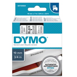 [27876] NASTRO DYMO TIPO D1 (19MMX7MT) NERO/TRASPARENTE 458000