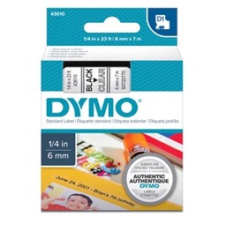 [27839] NASTRO DYMO TIPO D1 (6MMX7MT) NERO/TRASPARENTE 436100