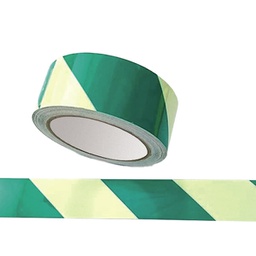 [98275] Nastro fotoluminescente adesivo 4cmx10mt colore giallo a strisce verdi