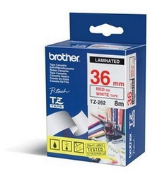 [BROTZE262] NASTRO LAMINATO BROTHER TZE-262 36MMx8MT ROSSO/BIANCO
