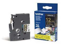 [BROTZE334] NASTRO LAMINATO BROTHER TZE-334 12MMx8MT ORO/NERO