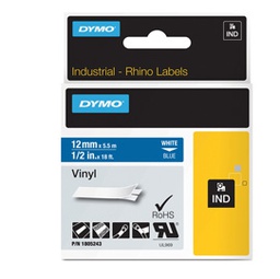 [72187] NASTRO VINILE 9mm x 5.5mt nero su bianco 18443 RHINO