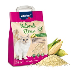 [92108] NATURAL CLEAN LETTIERA AL MAIS BIANCO PER GATTI 2,4KG