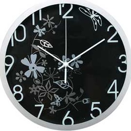 [60976] OROLOGIO DA PARETE D 30,5CM FLOWERS NERO METHODO