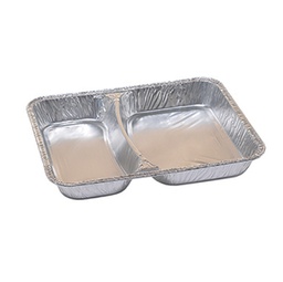 [90560] Pack 100 contenitori in alluminio a due scomparti 22,67x17,66cm Cuki