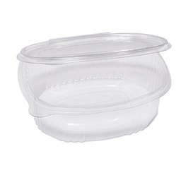 [90558] Pack 50 contenitori ovali in PET con coperchio incernierato 18x15,1cm Europack