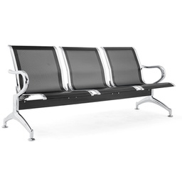 [92368] Panca attesa a 3 posti in acciaio Nero