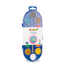 [35242] PASTIGLIE ACQUERELLO IN 12 COLORI D 30mm PRIMO