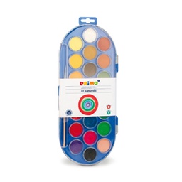 [35243] PASTIGLIE ACQUERELLO IN 22 COLORI D 30mm PRIMO