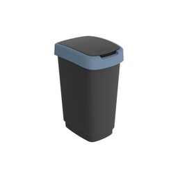 [97444] Pattumiera 25LT in PPL Nero/Blu con coperchio basculante Rotho
